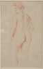 Raphael Soyer (1899 - 1987), red pen and ink, "Back Nude" woman, signed lower right Raphael Soyer, Gallery Fifty Two label on back. sight size 11 1/2"