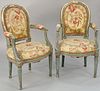 Pair of Louis XVI style childs fautoil with aubusson upholstery. ht. 32 in., seat ht 16 in.