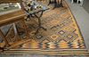 Flat weave oriental carpet. 7' 9" x 14' 4". Provenance: Former home of Mel Gibson, Old Mill Rd, Greenwich, CT