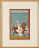 Antique Rajasthani "Nobleman on Horseback" Gouache