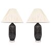 Modern Black Glass Table Lamps, Pair