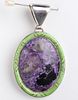 Navajo Indian Silver Amethyst & Turquoise Pendant