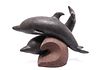 Signed Modern Glazed Terracotta Dolphin Sculpture