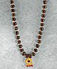 Roman 20K+ Gold & Glass Bead Necklace & Floral Pendant
