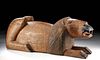 Lg / Early 20th C. African Senufo Wood Recumbent Lion