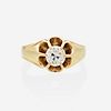 Antique diamond and yellow gold engagement ring
