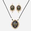 Pietra dura necklace and earring suite
