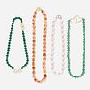 Four gem bead necklaces