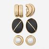 Three pairs of yellow gold earrings