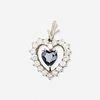 Sapphire, diamond, and white gold heart pendant