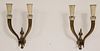 Pair French 1940's Cream Painted & Brass Sconces