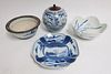 3 Chinese, 1 Japanese blue and white  porcelain