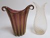 2 Italian Gilt, Colored & Clear Glass Vases