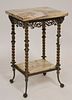 Victorian Gilt Brass & Brown Onyx Pedestal Table
