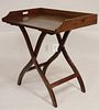 Rustic Wood Butlers Tray Table on Folding Stand