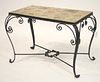 French 30s Art Deco Wrought Iron & Ceramic Table