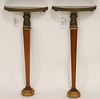 Pair Empire Style Ormolu and Satinwood Consoles