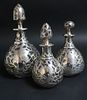 3 Sterling Silver Overlay Clear Glass Perfumes