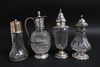 3 Victorian Sterling & Glass Casters, Ewer