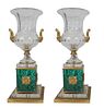 Pair of French Ormolu Mounted Cut Glass Urns