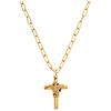 NECKLACE AND CROSS. 18K AND 14K YELLOW GOLD. TANE