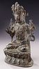 Chinese Ming gold lacquer bronze Guanyin,