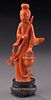 Chinese Qing carved coral figure,