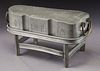 Chinese Qing pewter & brass Qin shape box,