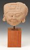 Pre-Columbian Veracruz Carved Stone Head, Ht. 6"