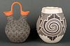 Various | Lot of Two - Jar with Tularosa Swirl & Lightning Design & Wedding Vase