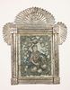 Tin Frame with Devotional Print, ca. 1860-1870