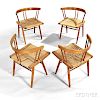 Four George Nakashima Grass-seated Chairs