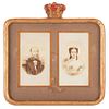 Portraits of Maximilian I of México and Carlota. Second half of 19th century. 2 Cartes de visite, in mat. Framed.