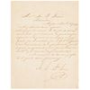 López de Santa Anna, Antonio.  Carta a José G. Franco. Tamahua, November 29th, 1854. Signed by Santa Anna.
