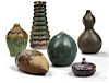 Six French Art Pottery Items, Including E. Lachanal, Dalpayrat, Jeanneney,   and Grittel