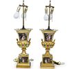 Pair of Hand Painted Campana Urn Lamps