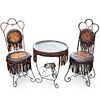 (3 Pc) African Beaded and Leather Furniture