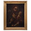St. Joseph with the Child. Mexico. 18th Century. Oil on Copper Sheet.