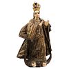 Virgin of the Immaculate Conception. Mexico. 19th Century. Carved gold, punched wood.