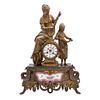 Chimney Clock. France. Ca. 1900. LOUIS PHILIPPE Style. In golden bronze, golden antimony, with porcelain applications.