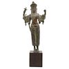 Vishnu God. Cambodia. 19th Century. Bronze on wooden base. 10.2" (26 cm) tall.