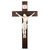 Crucifix. France. 19th Century. Carved in ivory, wooden cross. 16.3 x 8.4" (41.5 x 21.5 cm).