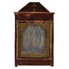 Niche. Mexico. 19th Century. Carved, polychromed wood with the image of the Virgin of Guadalupe on the inside made in oil on wood.
