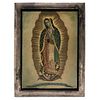 Virgin of Guadalupe. Mexico. 20th Century. Oil on copper sheet.