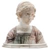 Bust of Woman. 19th Century. Alabaster carving. Signed "Mignon".