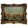 View of the Grand Canal and the Dodge's Canal in Venice. 19th Century. Oil on wood.