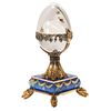 A Russian 14K Gold, Diamonds, Emeralds, Lapis Lazuli and Glass Egg with Swan