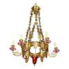 An Exceptional and Rare Islamic Alhambra Bronze and Enameled Glass Chandelier