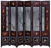 Chinese Chien Lung Rosewood and Glass Folding Screen