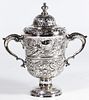 Irish Sterling Silver Repousse Lidded Loving Cup